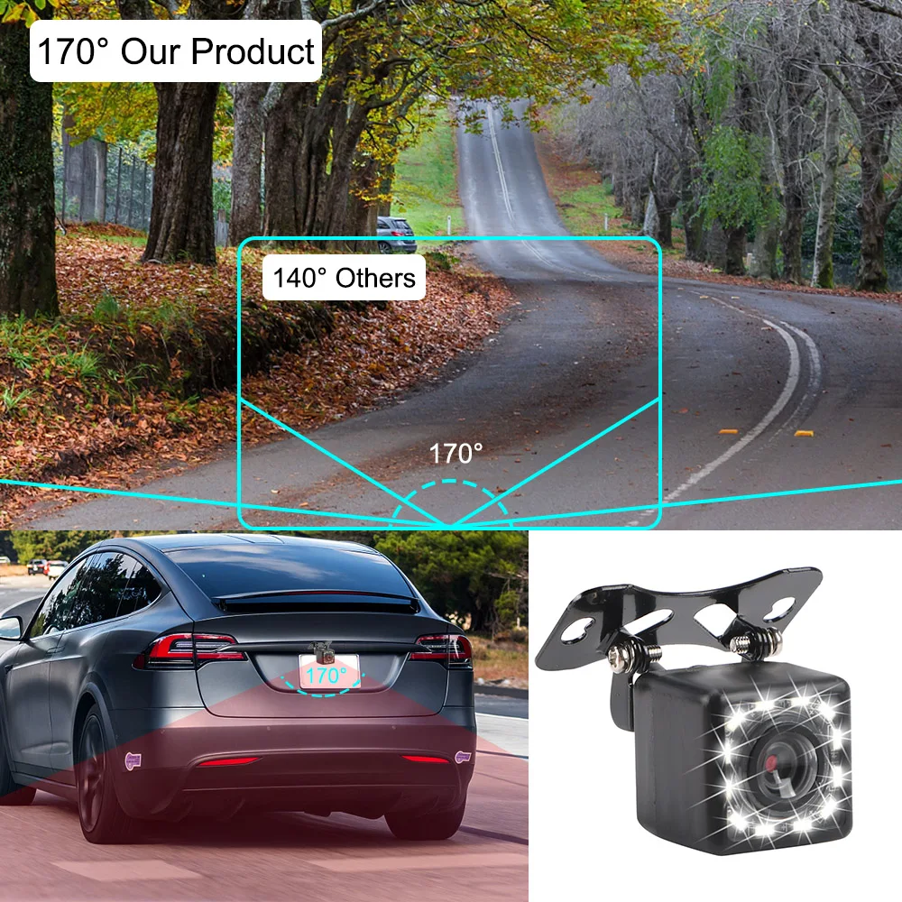 Car Reversing Rearview Backup Camera Rubber Cup + Bracket Car Parking Assistance 5 Inch Vehicle Camera Rear View Monitor