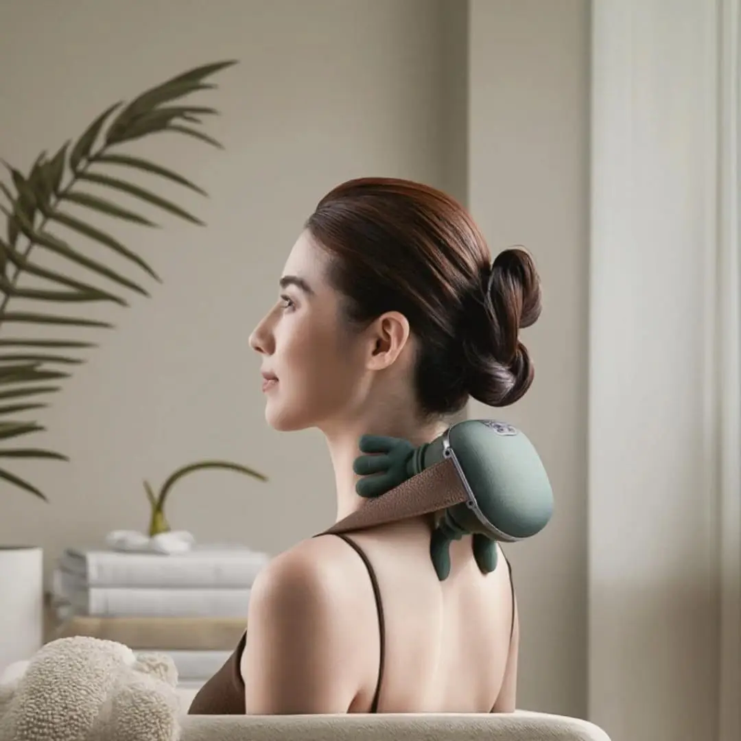 Ergonomic Electric Shoulder Neck Massager, Simulate Human Hands, Portable Wireless Massager for Home Office Car Travel Use