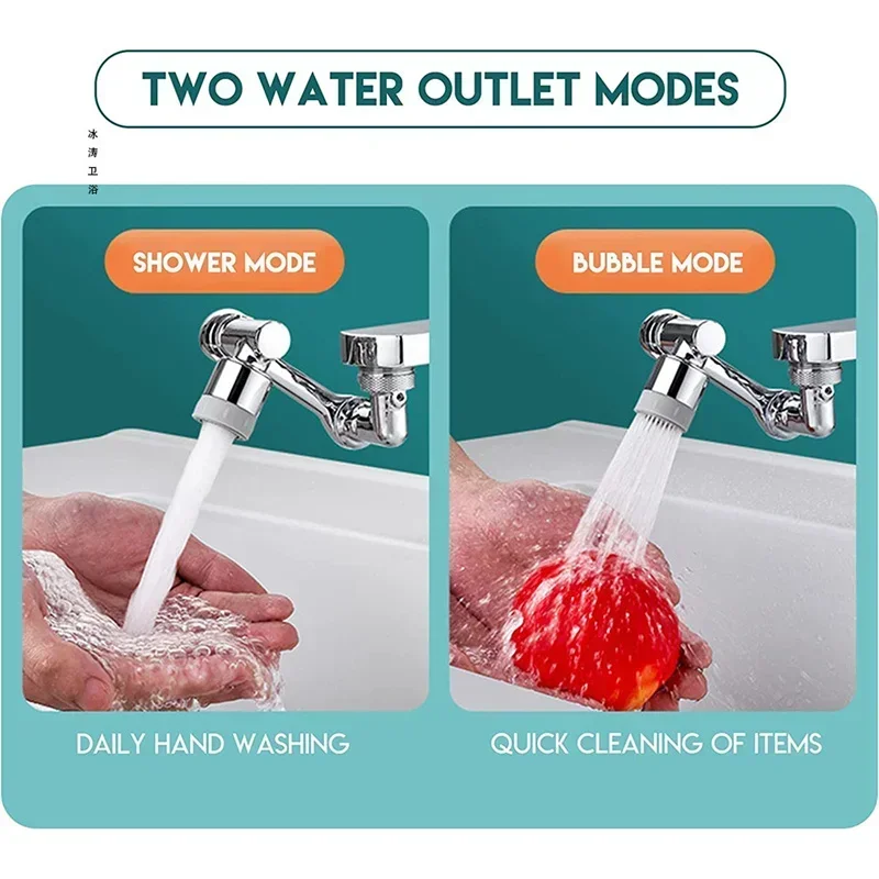 Aireador de extensión de grifo giratorio multifuncional, brazo robótico giratorio de 1080 grados, filtro de agua para fregadero, burbujeador
