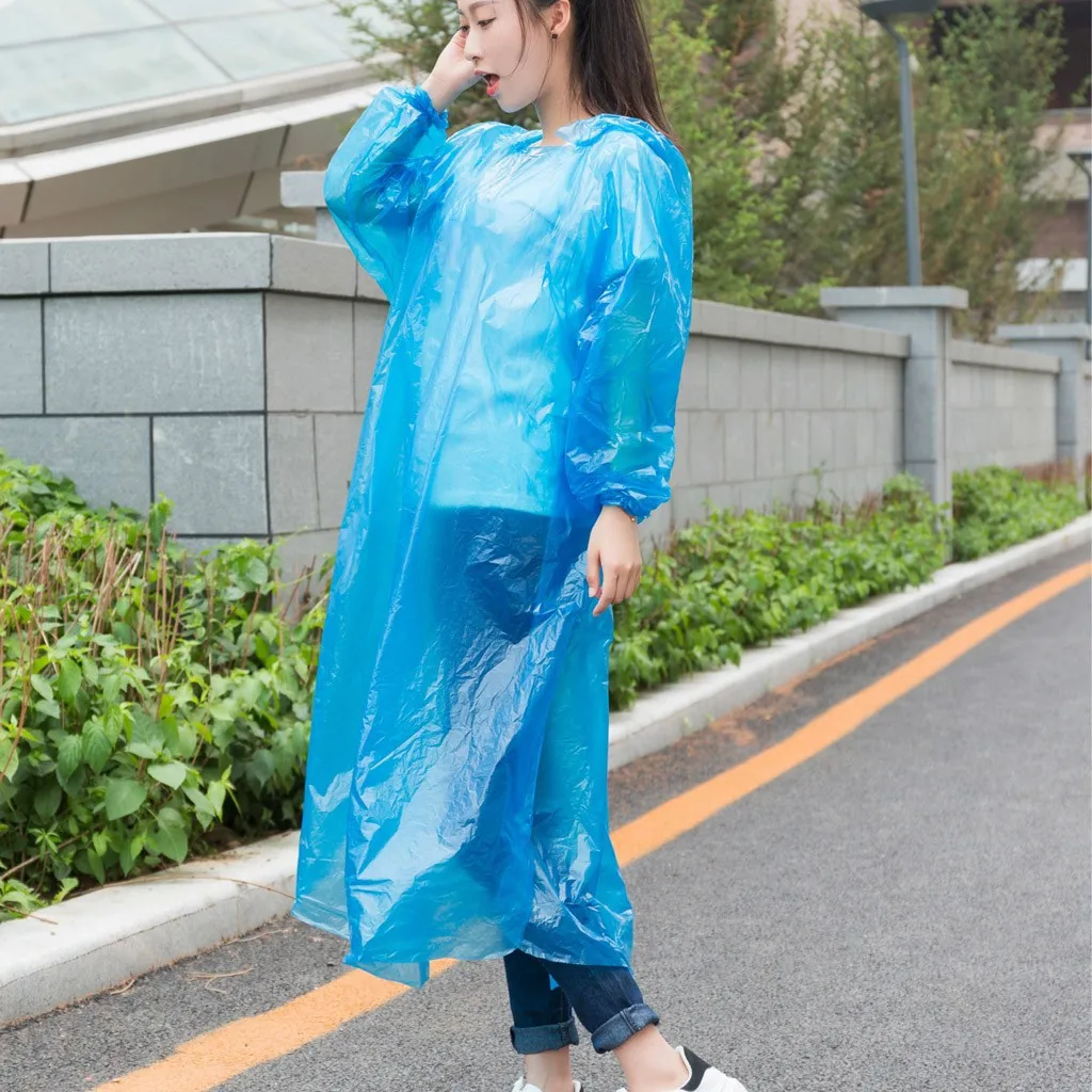 Disposable Adult Emergency Waterproof Raincoat Mini Portable Transparent Poncho Hiking Camping Hood Impermeable