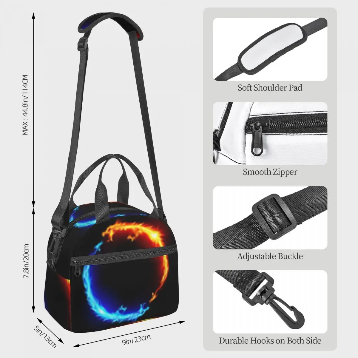 Red Fire Dragon Insulated Lunch Bag for Kids School Cooler Thermal Box Tote Leakproof Lunch Boxes