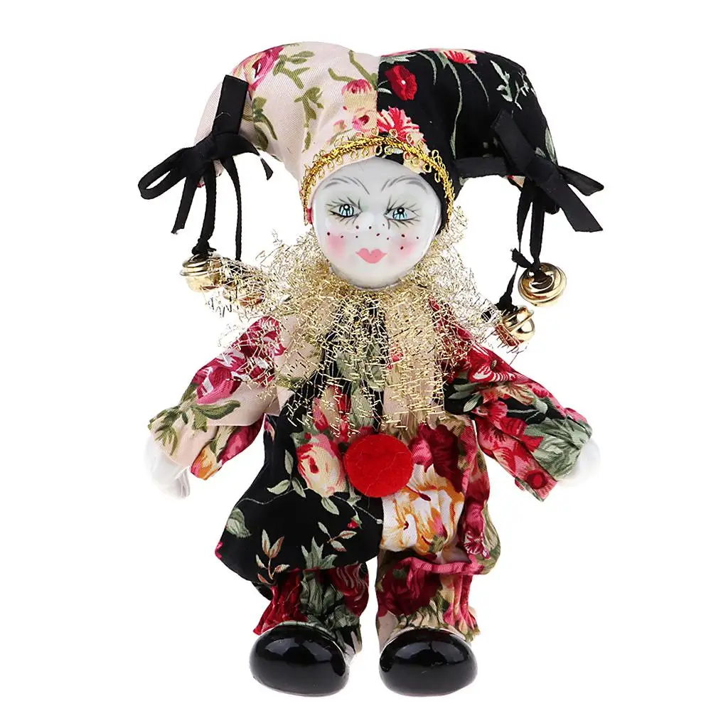 

6inch Porcelain Dolls Triangel Doll Colorful Cloth Doll Collectible Miniature Dolls for Children Christmas Gift Display