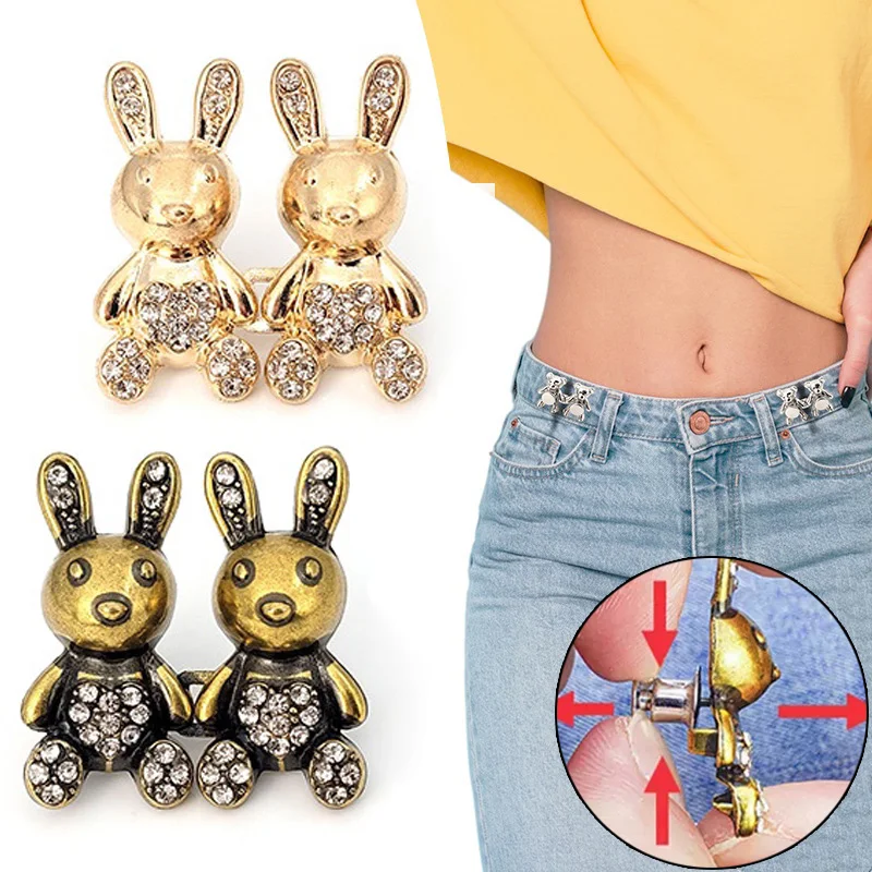 

Reusable Metal Buttons Rabbit Snap Fastener Pants Pin Retractable Button Sewing-on Buckles for Jeans Perfect Fit Reduce Waist