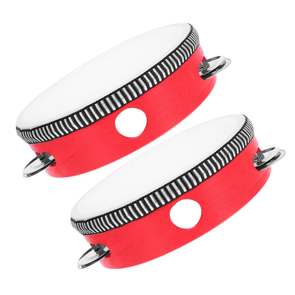 2 قطعة طبلة الدف اليدوية خفيفة الوزن المحمولة الأطفال أدوات قرع لتعلم الموسيقى تطوير الإيقاع و #6