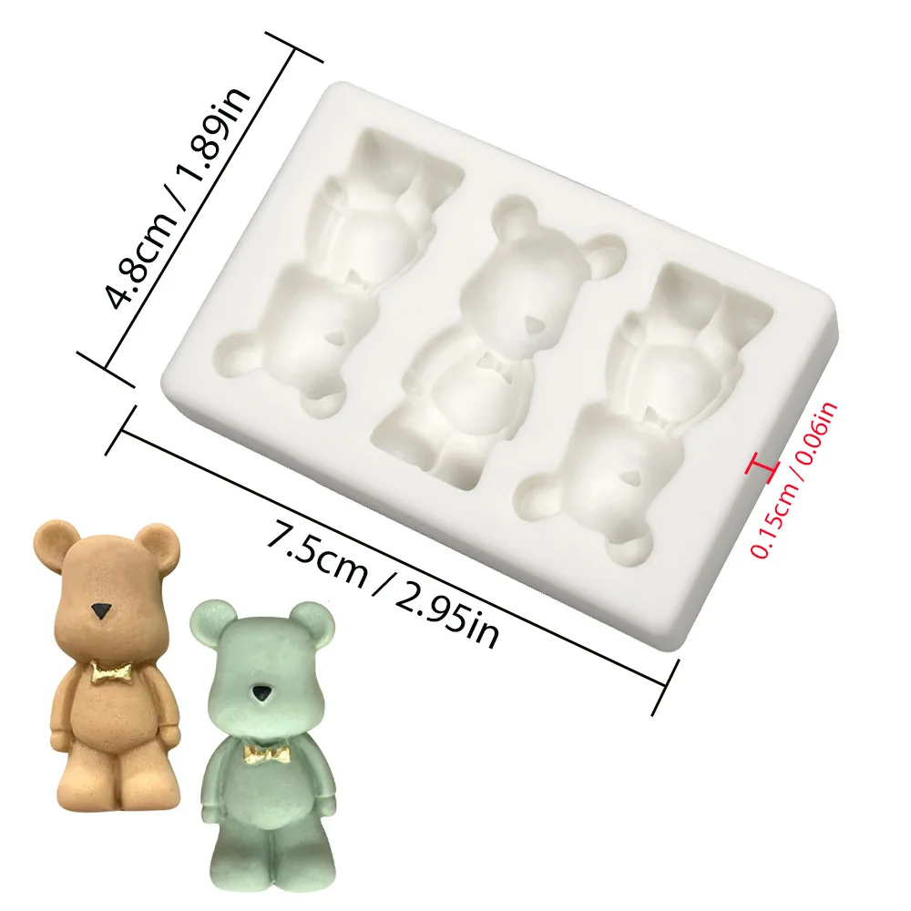 Cute 3D Baby Bear Design Silicone Mold Chocolate Candy Fondant Mold Handmade Soap Candle Plaster Resin Making Tool Bakeware