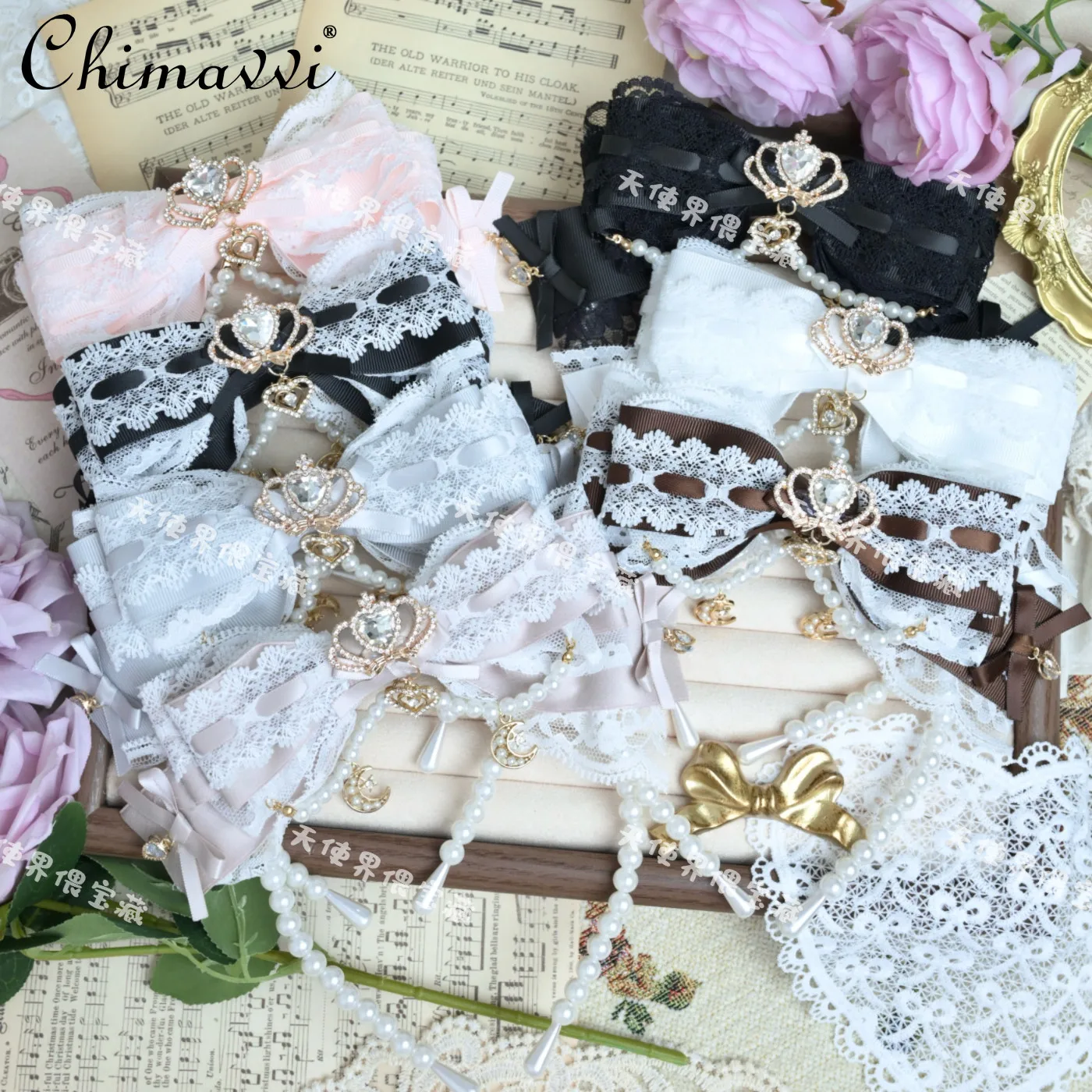 

Original Japanese Style Sweet Crown Bows Headband Headband Mine Series Cute Girl Elegant Princess Headband Lolita Kc