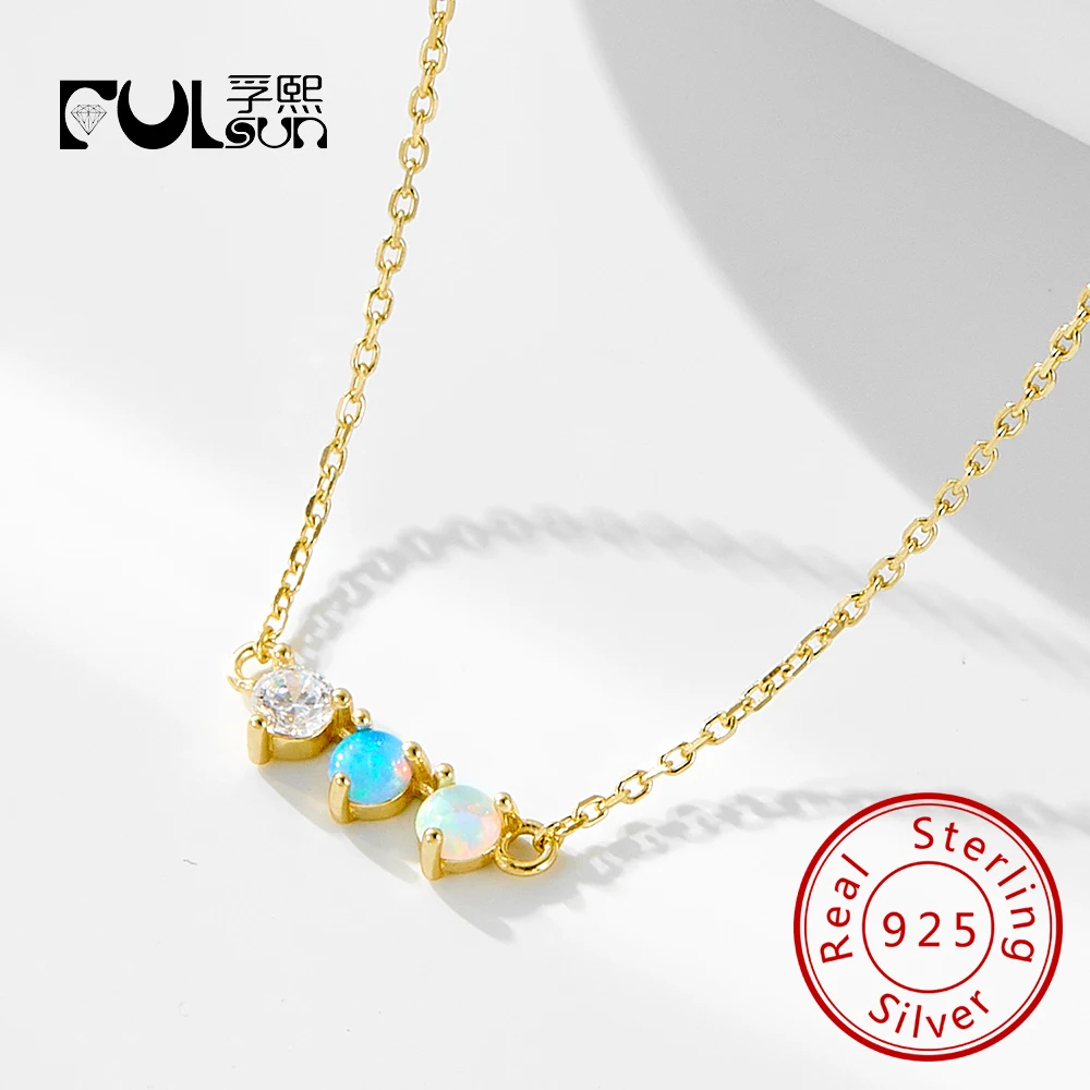 

Ожерелье из стерлингового серебра 925 пробы с позолотой 14 карат и бриллиантами Pave Opal для женщин, ювелирные изделия