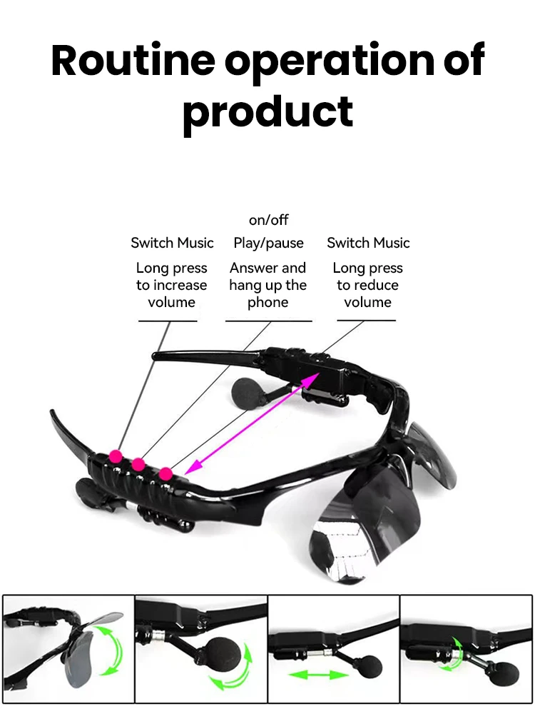 Smart Glasses Headset Wireless Sunglasses Outdoor Sport Earphones Calling Music Anti-Blue Eye Men Women Bike Bicycle Glasses