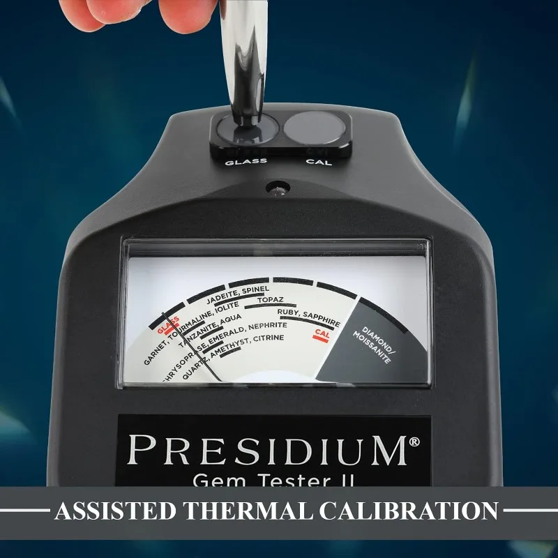 Presidium Instruments Gem Tester Assisted Thermal Calibration (ATC) feature for identifying diamonds/common colored gemstones