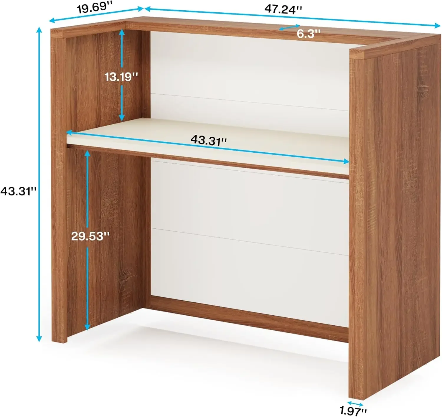 Reception Desk, Modern Front Desk with Counter, 47 Inch Small Retail Counter for Checkout, Lobby, Salon, Small