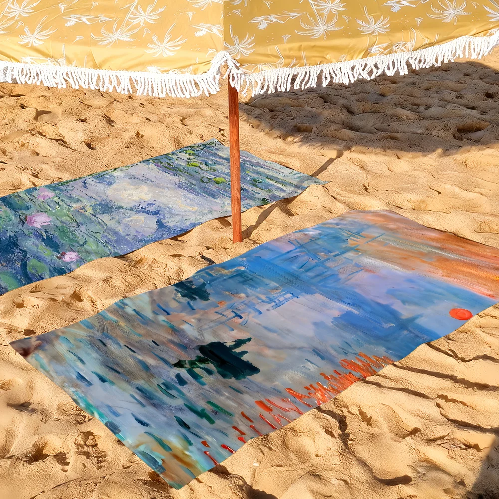 Art Claude Monet Painting Towel Soft Pool Gift For Travel Gym Shower Camping Quick Dry Sports Large Beach Towels