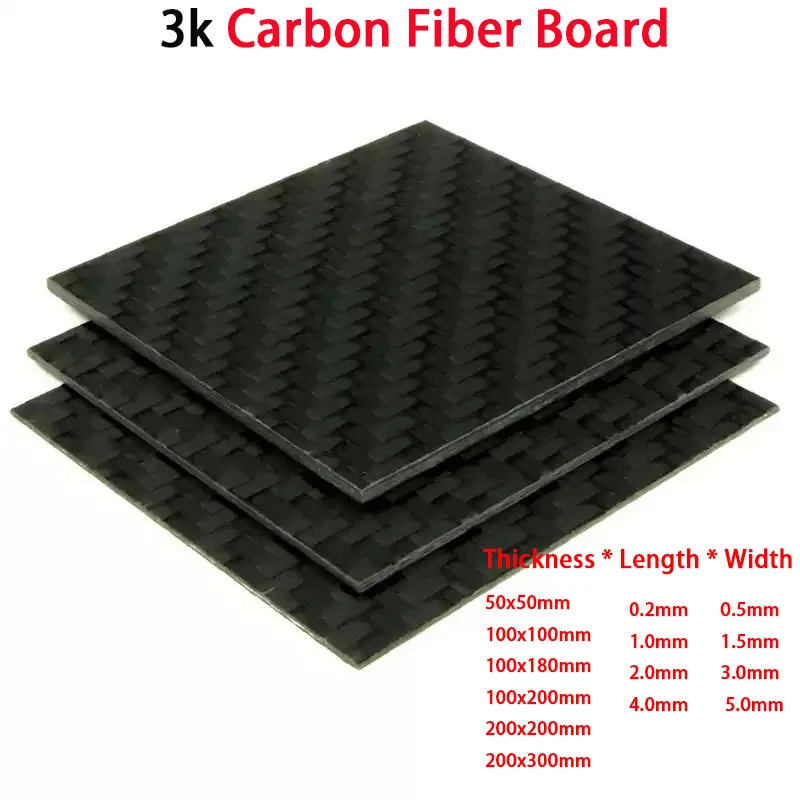 

1/3PCS 0.2/0.51.0/2.0-5mm Full 3K Carbon Fiber Board High-strength Carbon Fiber Board Panel High Composite Hardness Material