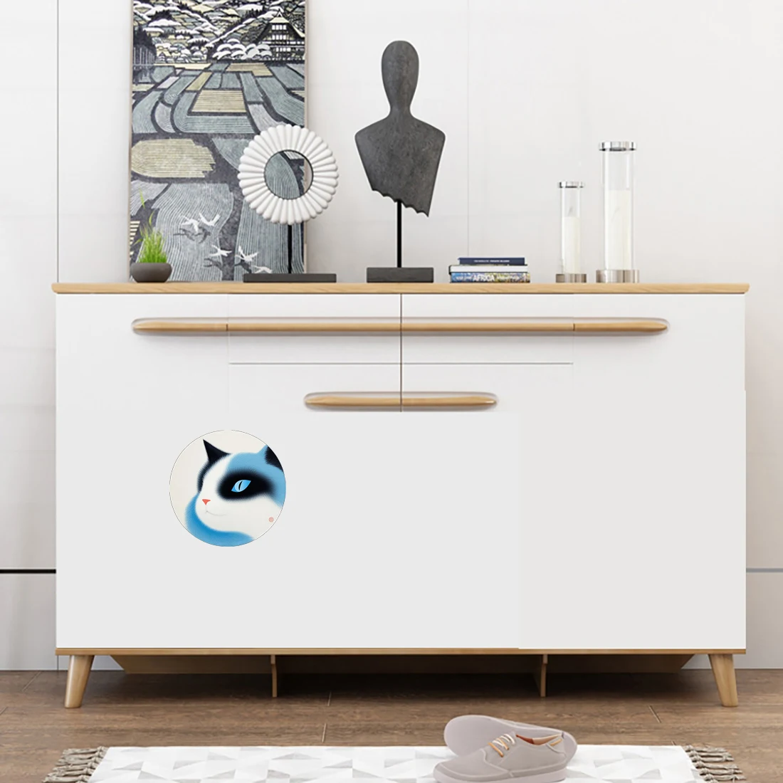 Three Ratels CD147 Blue Cat Eyes Abstract Art Wall Stickers for Home Decoration Computer decal car body sticker
