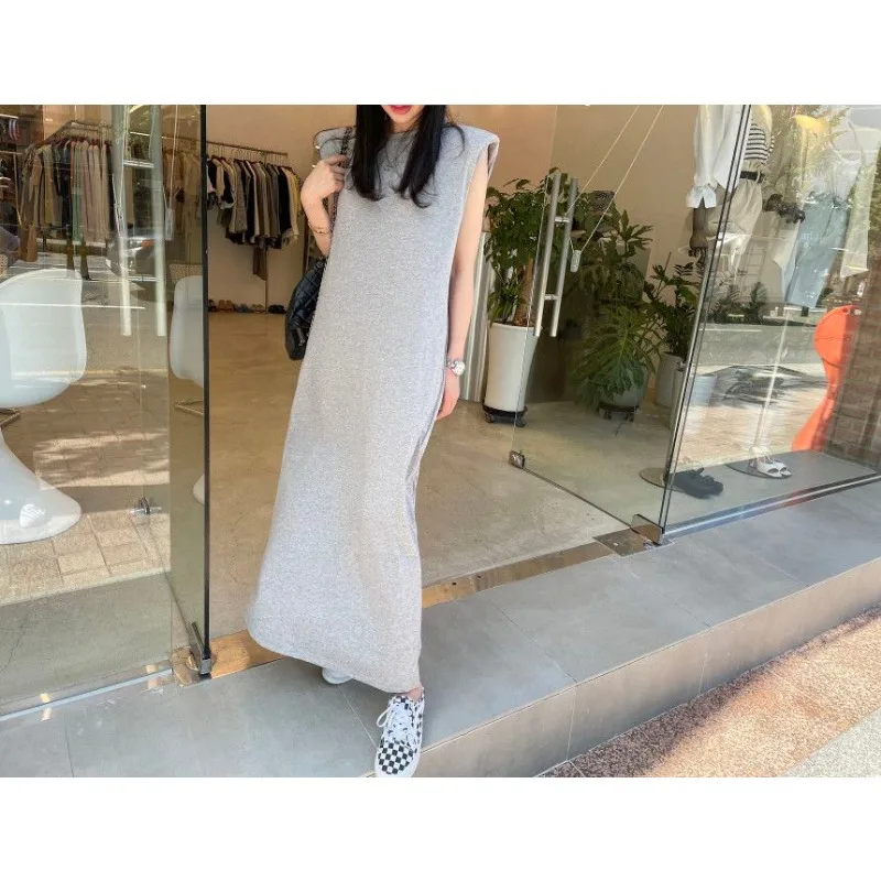Übergröße Ärmelloses Maxikleid mit Offenem Rücken und Knotendetail Lässiges Sommerkleid