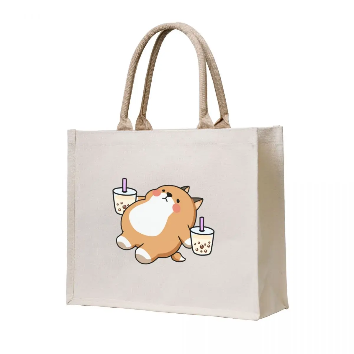

Lazy Shiba Loves Boba! Tote Bag Shopping bags shopper bag woman shopping bags foldable