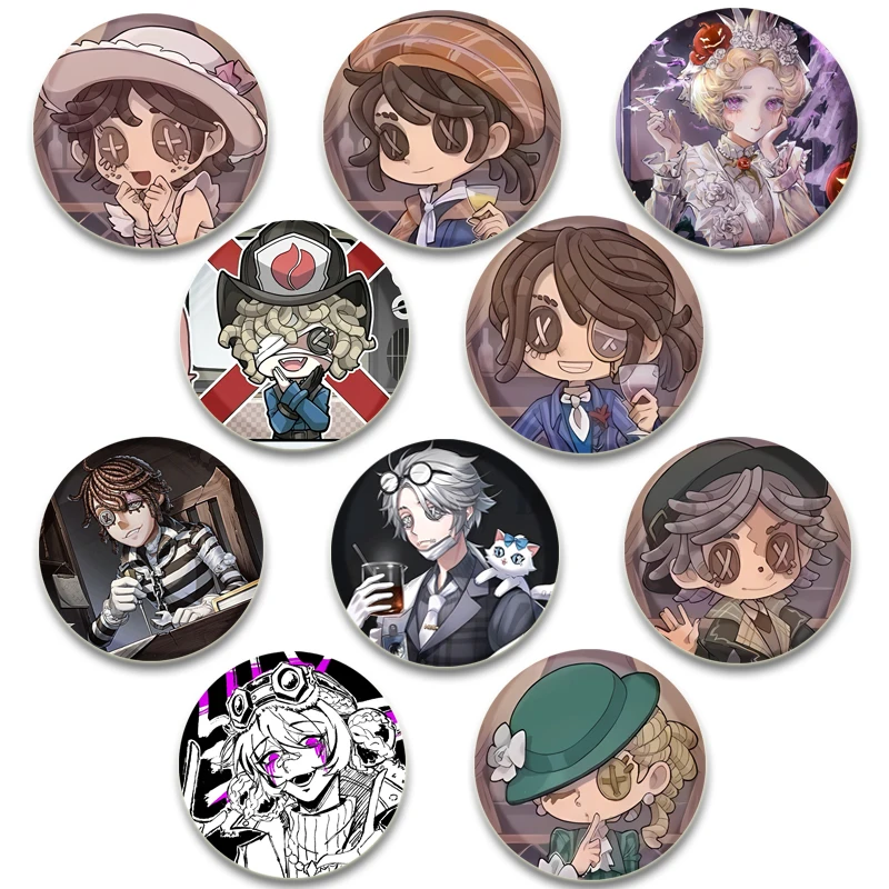 58mm Fans Collection Popular Game Identity Ⅴ Brooches Tinplate Cartoon Cosplay Badge Pins Backpacks Bag Ornament Accessory