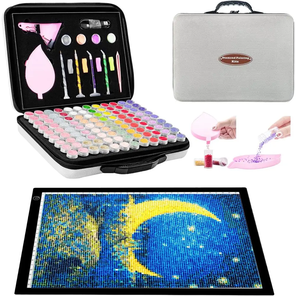

USB-Powered 9x12 LED Light Pad with 108-Slot Storage and Accessories for Diamond Art Painting