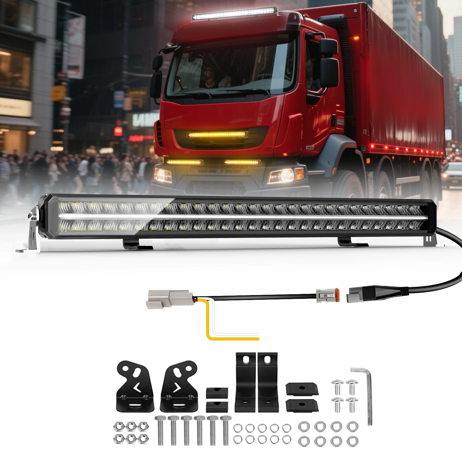 UNISHINE 2-Reihen LED-Lichtleiste 21 32 Zoll 100.000LM DRL Spot-Flood-Kombinationsstrahl für Offroad-Nutzung, Nebelscheinwerfer für LKW, Pickup, ATV, SUV 12V 24V