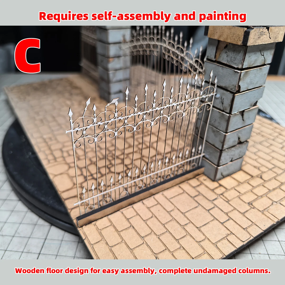 Architektonisches Modell zum Zusammenbauen, Miniaturgebäude, Architektur, Innenhof, Tor, Umzäunung, Mauer, Haus, Diorama, Maßstabsgetreues Modellbauset 1/35 – Detail 7