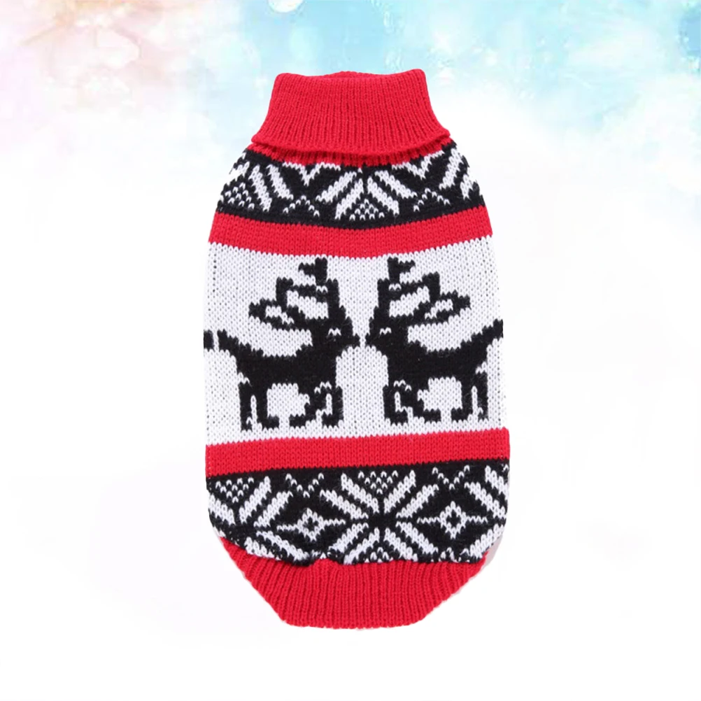 

Pet Turtleneck Sweater Christmas Reindeer Pattern Warm Thick Knitted Puppy Clothes Winter Pet Sweater Dog Winter Clothes