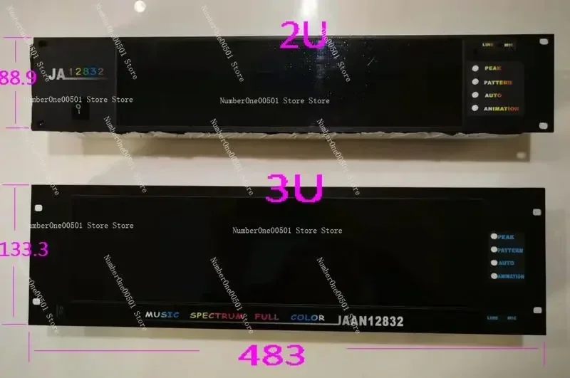 2U 3U Rack RGB Music Spectrum Remote Control Voice Control Line Control Animation Clock Full Color LED128X32.LBW095.