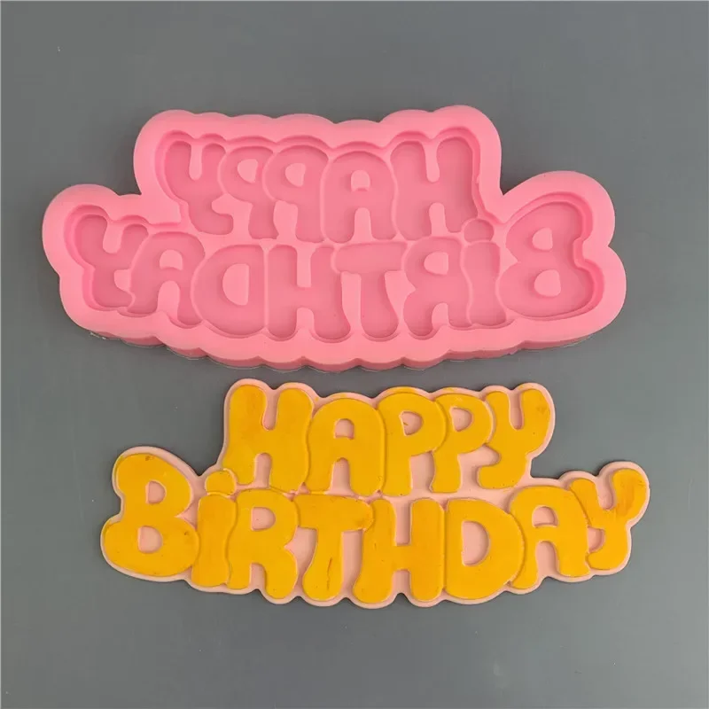 Silicone 3D Happy Birthday Letters Numers Mold for Ice Jelly Chocolate Mold Birthday Cake Decorating Tool Mould  Silicon Mold