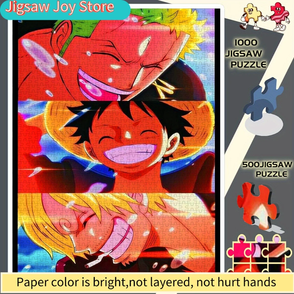 

500/1149 элементов, 1 шт. Пазл из бумаги «Команда в соломенных шляпах: Счастливые улыбки», без рамки, идеальный выбор для любителей творчества - Развивающий пазл - I