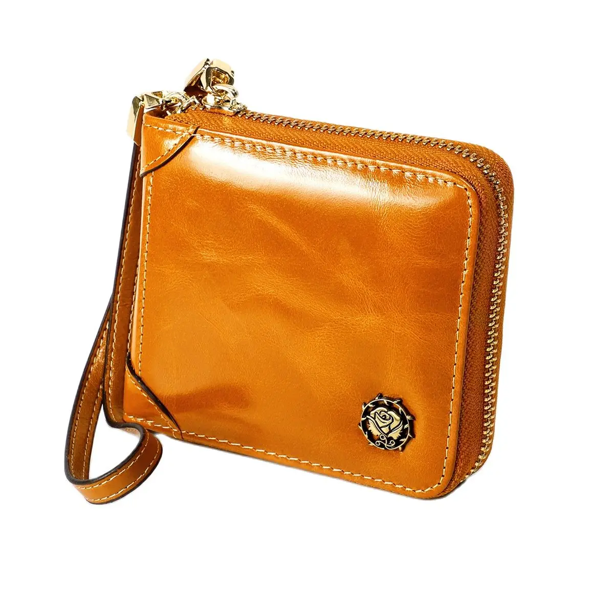 

Fashion Women Wallets Genuine Leather Zipper Purse Card Holder Oil Cowhide Female Small Wallet