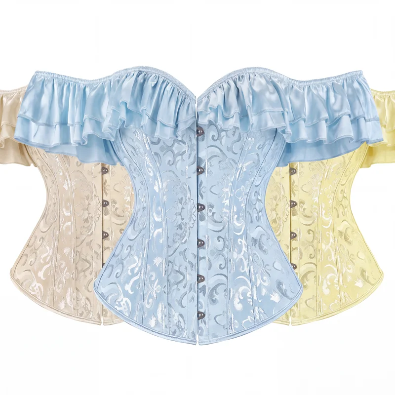 Women Sexy Corset Bustier Top Plus Size For Women Vintage Jacquard Floral Sleeves Cosplay Shapewear - view 3