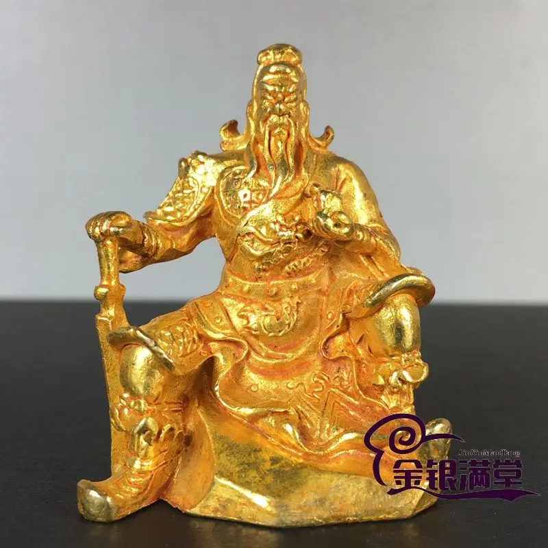 Gilt Guangong buddha statue guan yu guan yunchang Ornament Decoration Tea Pet Figurines Desk Decor Accessories