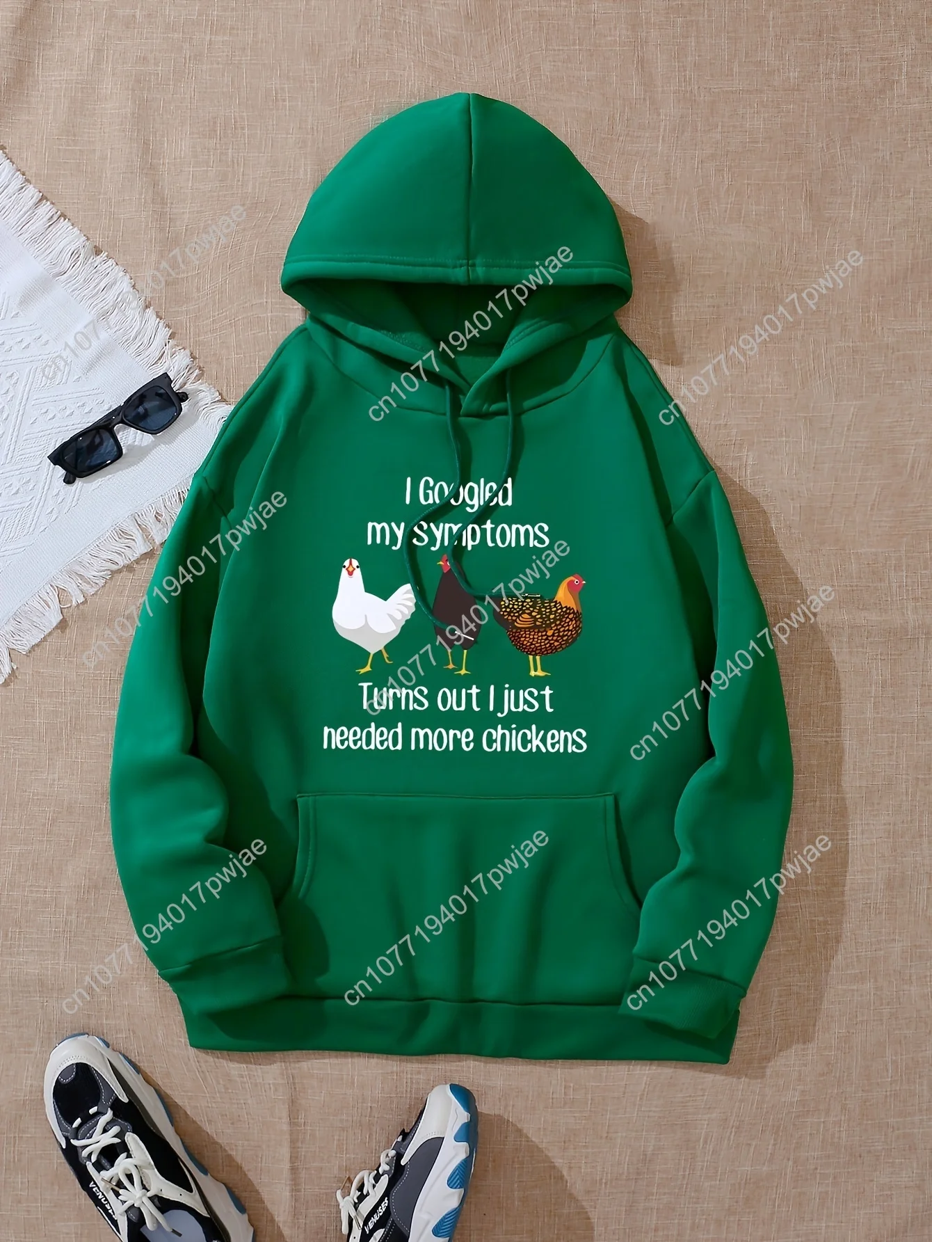Sudadera con capucha con estampado de pollo de dibujos animados, sudadera con capucha informal con cordón, ropa de mujer, para invierno y otoño