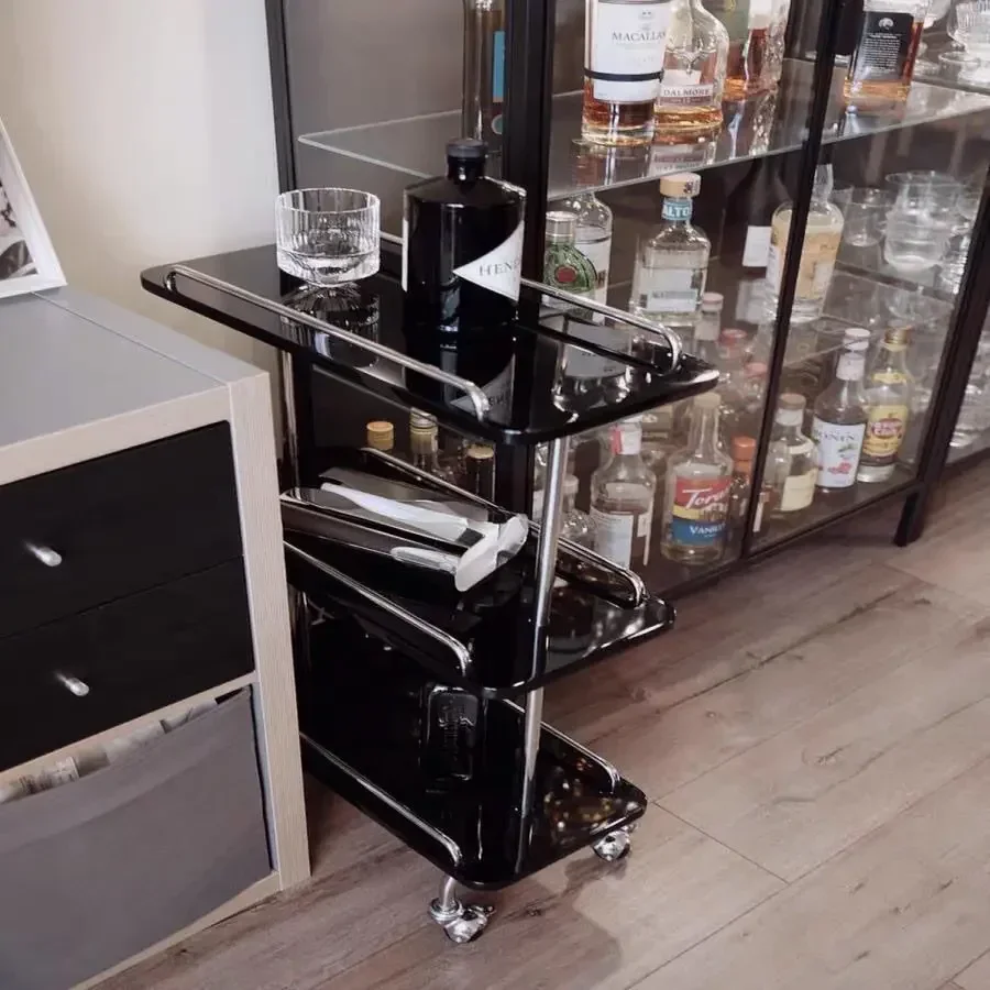 Artistic Medieval Trolley Narrow Storage Rack Multi-Layer Luxury Storage Mobile Living Room Metal Side Table Kitchen Storage