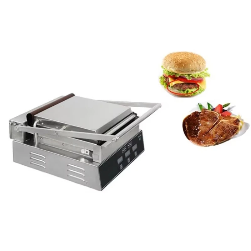 Commercial countertop enclosed grill pan Iron plate grill Digital display Control panel indicator for fast food restaurants