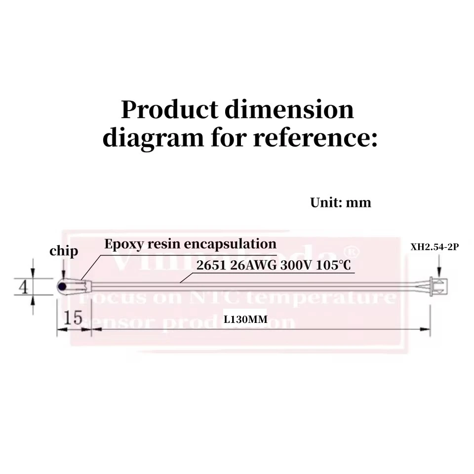 2/5PCS MF52B B3950 1% NTC 5K 10K 15K 20K 50K 100K L130MM Precision Epoxy Thermistor Temperature Sensor