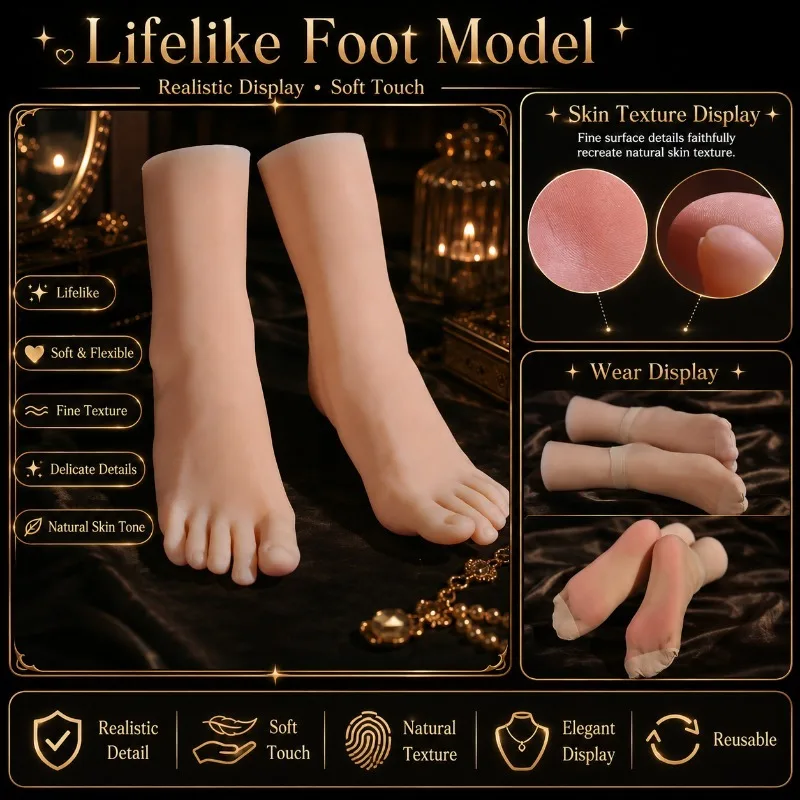 Lifelike Natural Foot Shape 3716 Silicone TPE Foot Simulation Model 1:1 Pedicure Practice Sock Display Toenail Art Practice