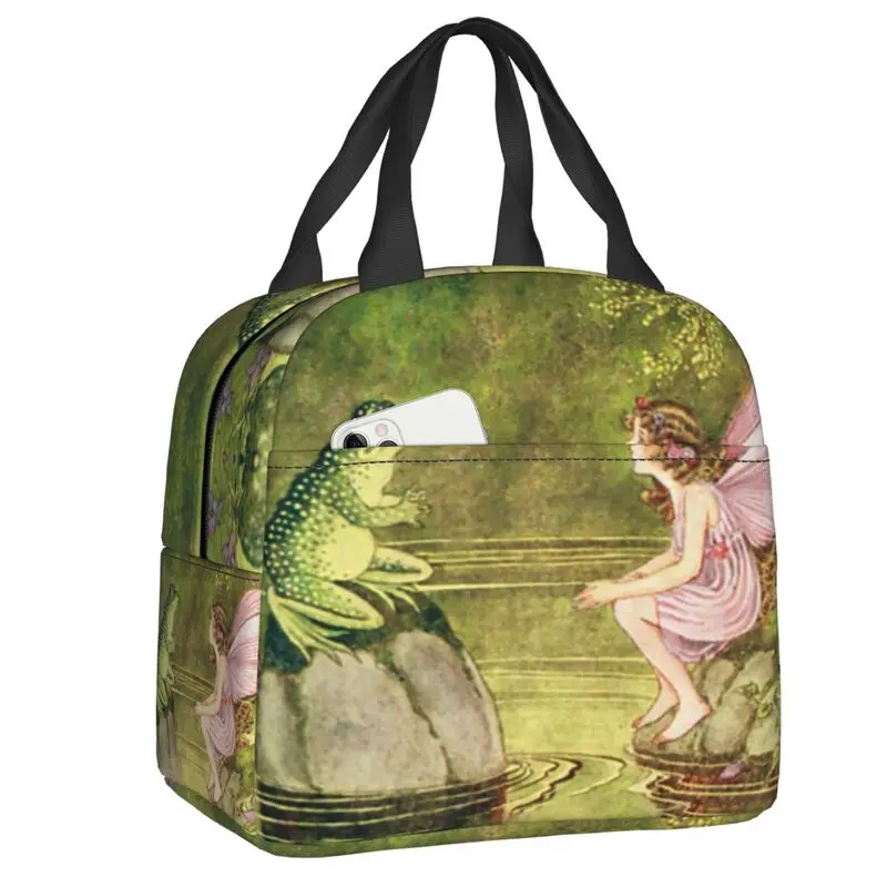 Fairy Vintage Frogs And Fairies Insulated Lunch Bag for School Office Cute Frog Resuable Cooler Thermal Lunch Box Women Children