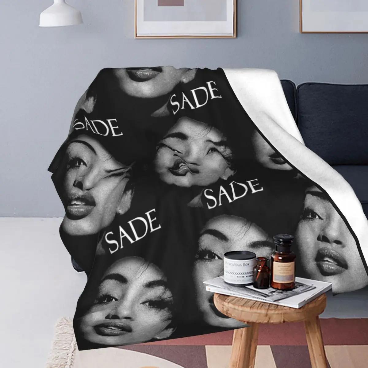 S-Sade Adu Singer Vintage Knitted Blanket Fleece Lightweight Thin Throw Blankets for Airplane Travel Bedspread