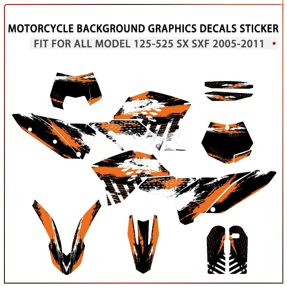 

Motorcycle Graphic Background Decals Sticker KIT Fit for all models 125-525 SX SXF EXC XC 2005-2011 2006 2007 2008 2009 2010