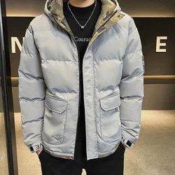 New Winter Men's Warm Hooded Cotton-Padded Jackets Casual Plus Size 4XL Solid Thick Top Parkas Outwear Loose Down Coats Clothing