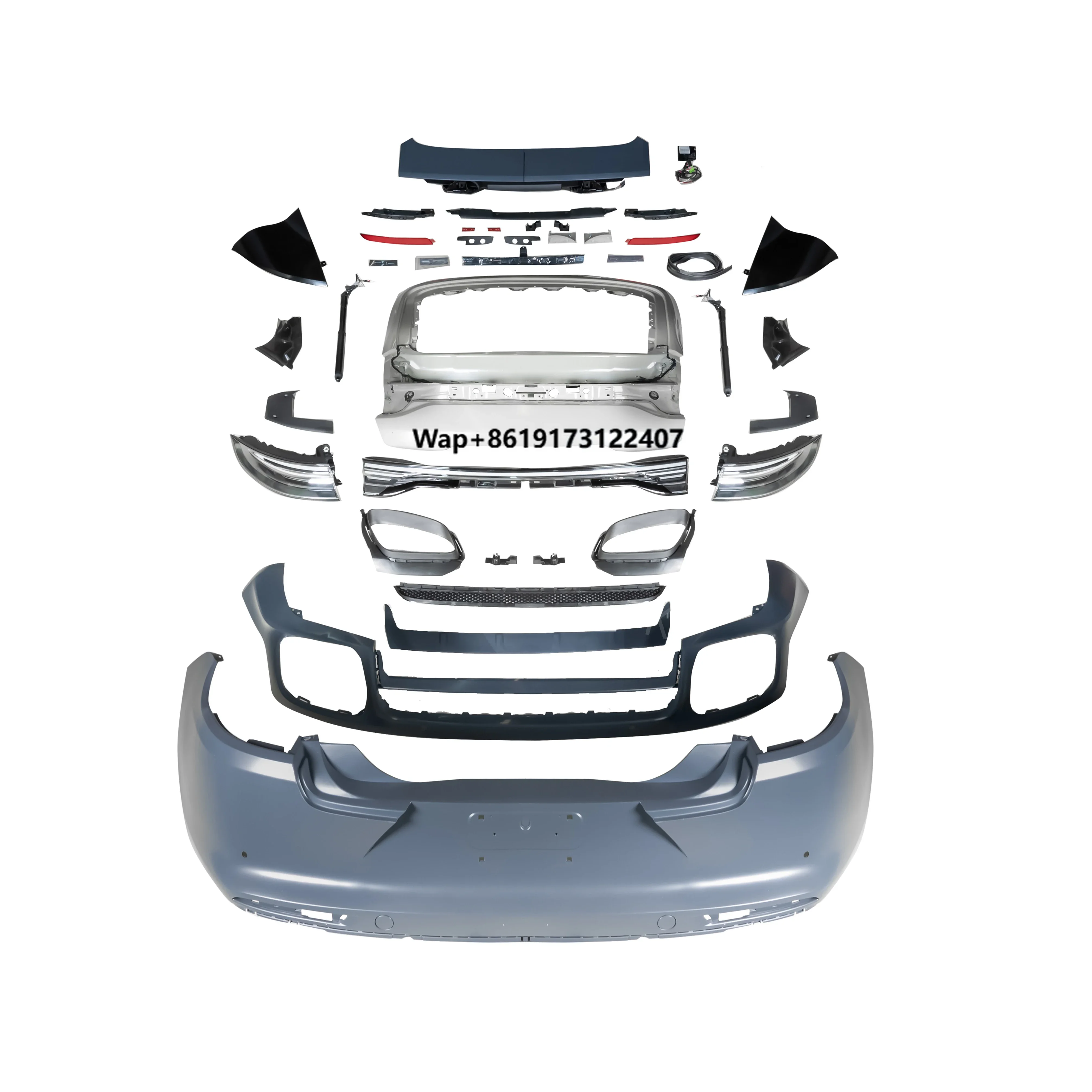 For  2010-2016 970old-to-new 971TurboS Front Bumper Assembly with Daytime Running Lights + Non-destructive Rear Kit