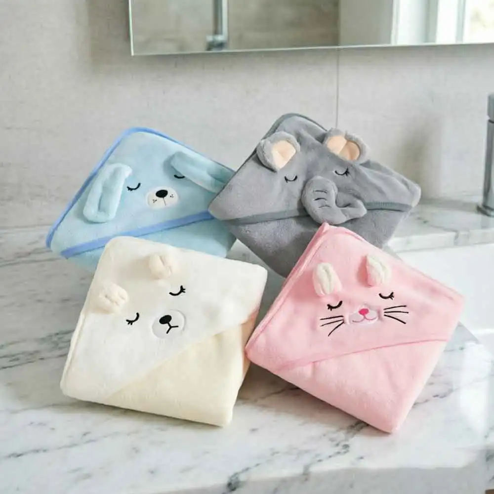 vvocci Bathrobe Toddler Infant Bath Towel Blankets Swaddle With Hood Cartoon Coral Fleece Towel Blanket Newborn Kids Bedding