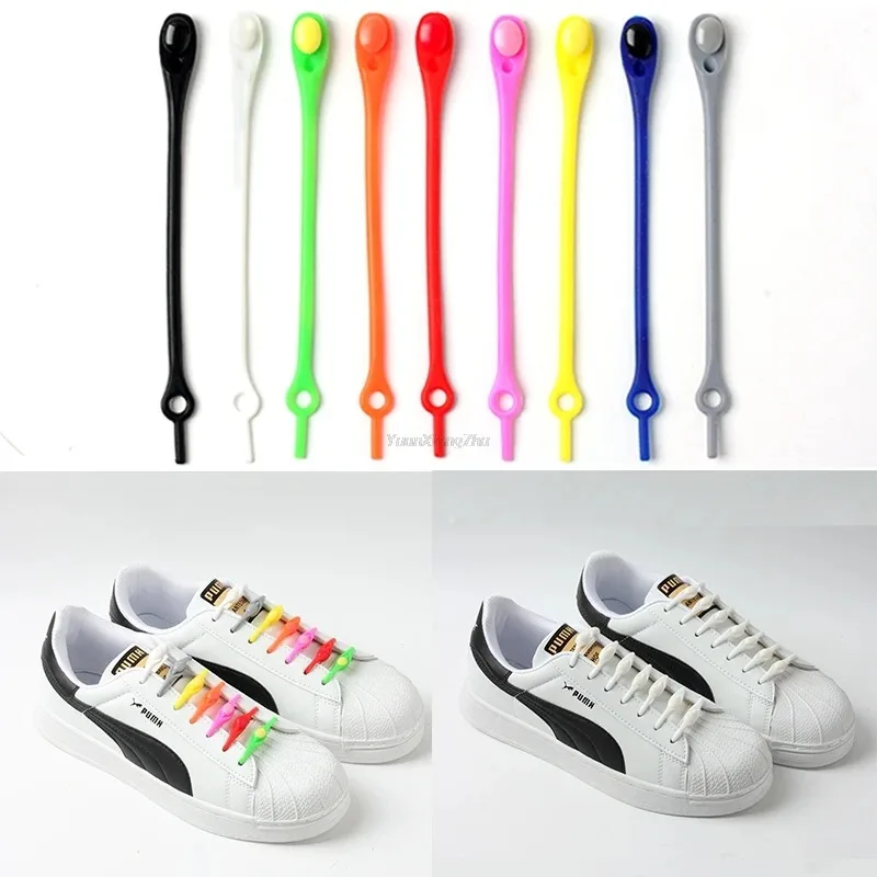 12 Pcs Silicon Elastic Laces Sneakers Shoelaces Without Ties Rubber Band for Casual Shoes Men Women Sport Shoes Lazy Accessories