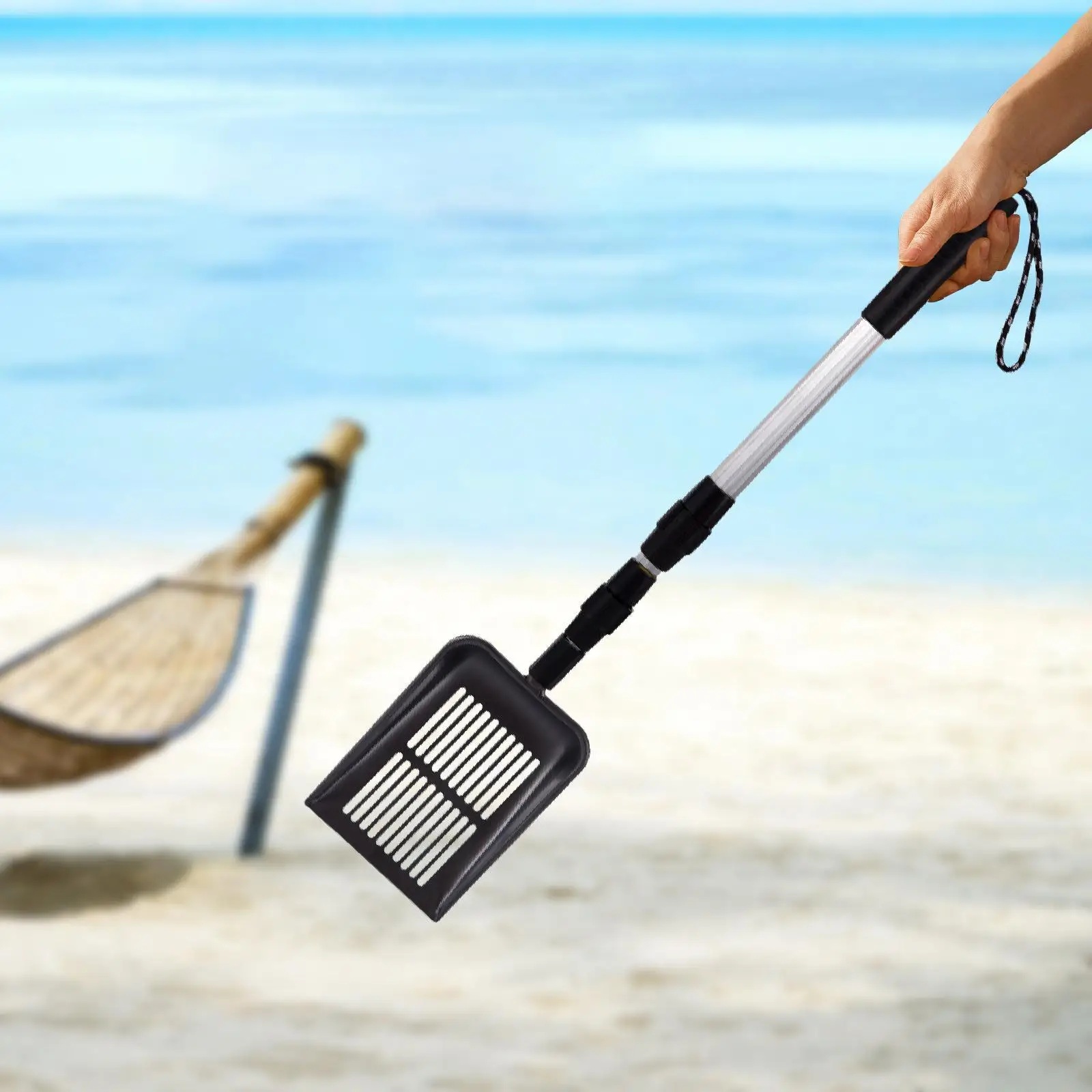 Sabbia con manico lungo Accessori per la raccolta di cacca di pollo Robusta pala da spiaggia portatile resistente Lettiera per gatti