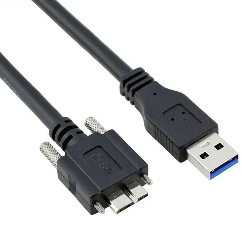 Cable de datos de cámara Lndustrial USB3.0 a Micro B con Panel de bloqueo de tornillo, adaptador de disco duro móvil macho de 9 pines