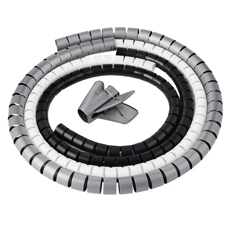 2 Meter 10/16 mm Line Organizer Pipe Protection Spiral Wrap Winding Cable Wire Protector Cover Tube for Network Cables Pipelines