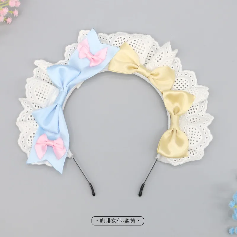 Forcina Lolita in stile giapponese per ragazze, anime, cosplay, fascia per capelli con nodo e fiocco in pizzo per esposizioni e feste