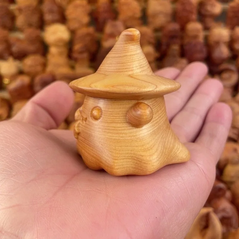 Wooden Carving Magic Elf Handle Cute Cartoon Elf Home Decor Desktop Ornament