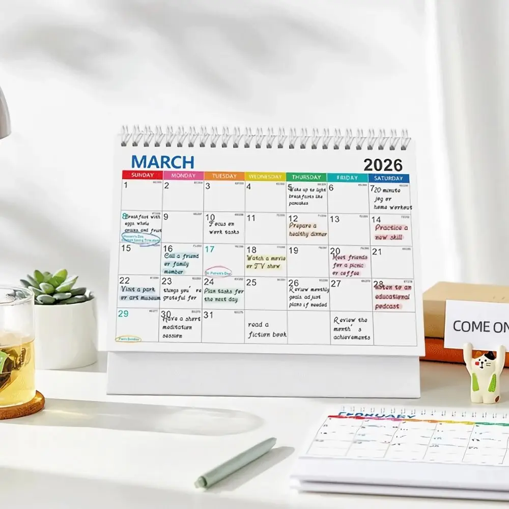 Decorative Desk Calendar Stable Support Triangular Support Custom Planner Exquisite Patterns Standing Calendar Office Calendar