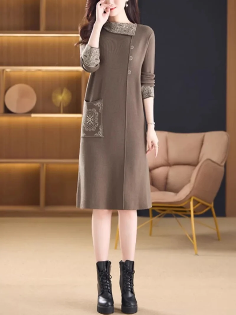 Chemise en tricot côtelé pour femmes, haut à manches longues en laine mérinos, chemisier minimaliste, vêtements de bureau mi-longs, printemps automne W1943