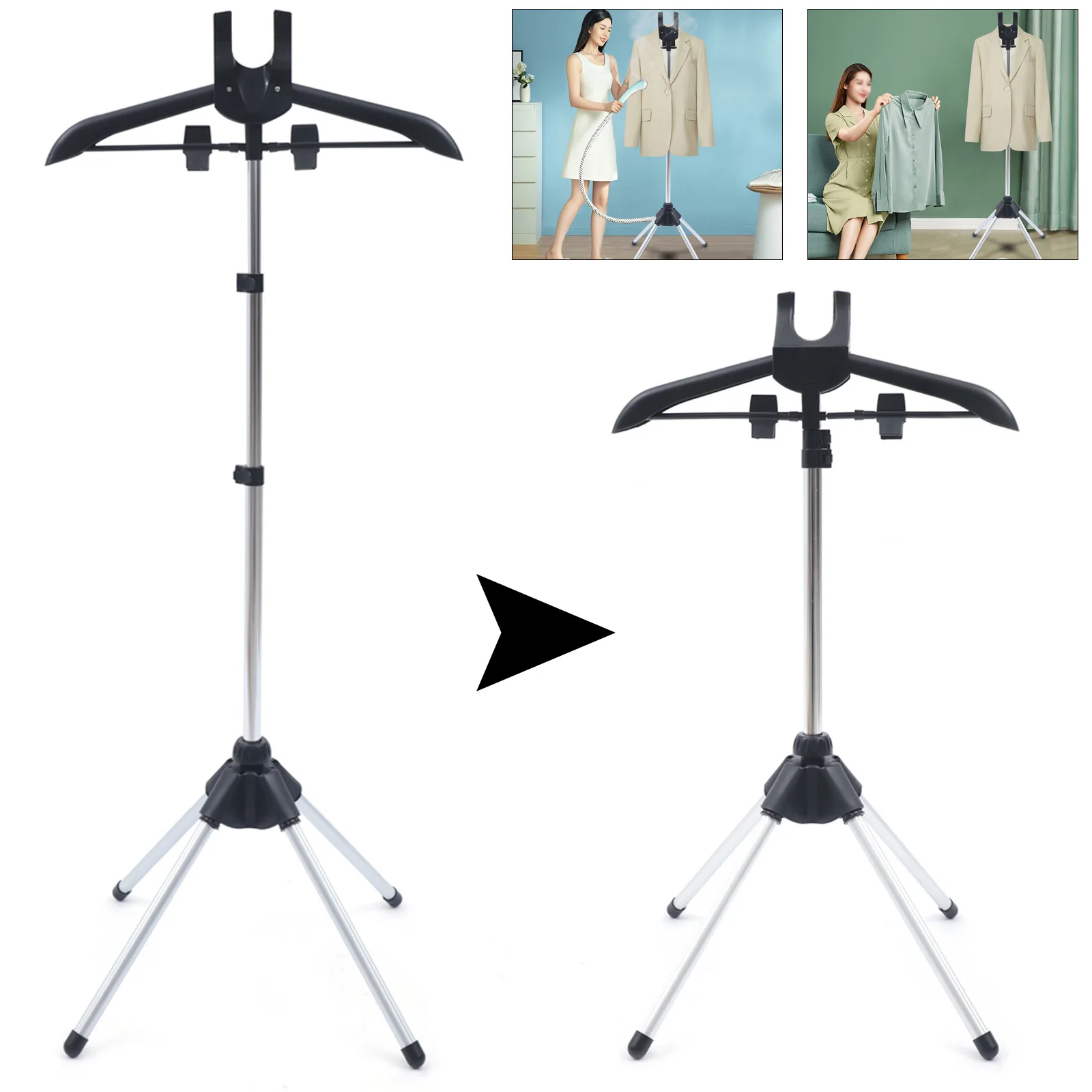 Handheld Garment Steamer Rack Adjustable Clothes Hanger For Steam Ironing Steam Stand Clothes, Telescopic Folding Hanger